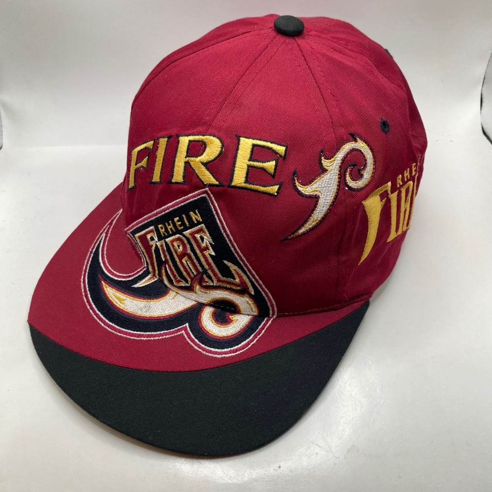 RHEIN FIRE Reebok World League Snapback Hat Mens Maroon NFL Europe Vintage 90s